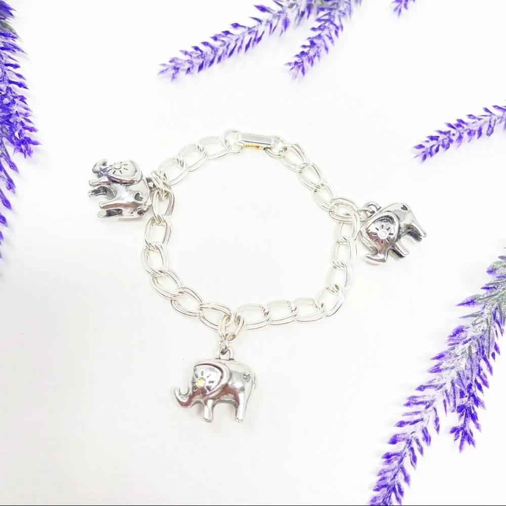Chic Silver Elephant Charm Bracelet